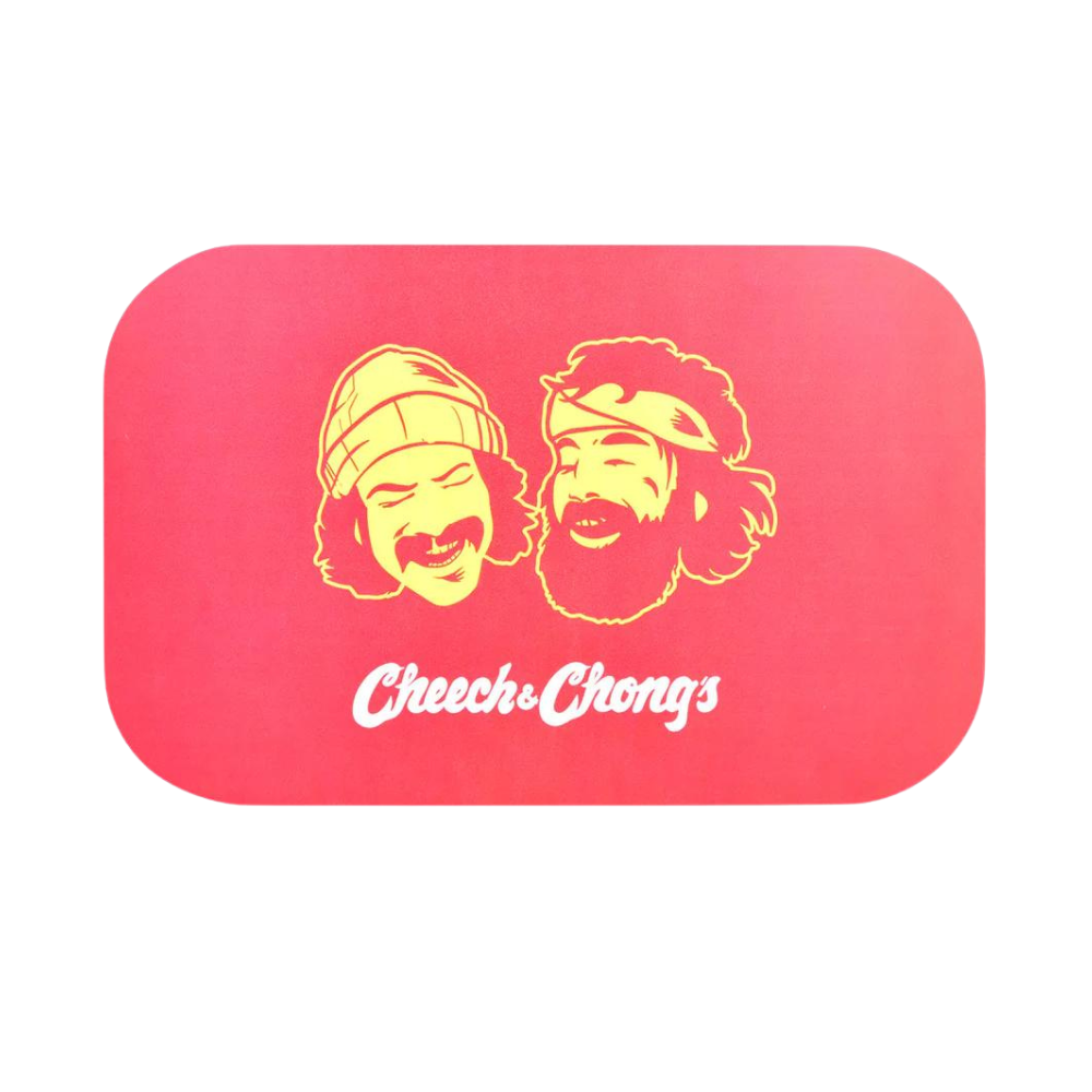 Pulsar X Cheech & Chong Red Faces Metal Rolling Tray w/ Lid Medium